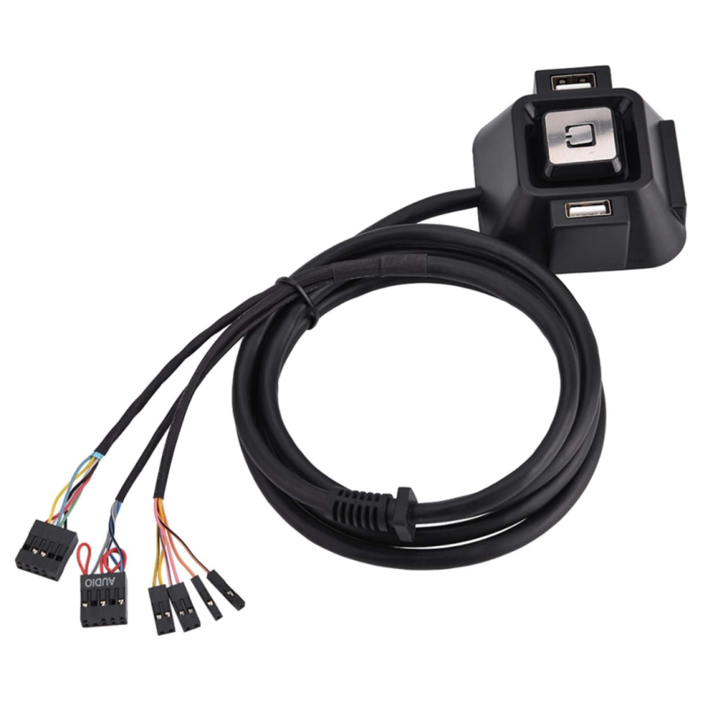 PC Power Button Reset ON Off Dual USB Audio Microphone Ports