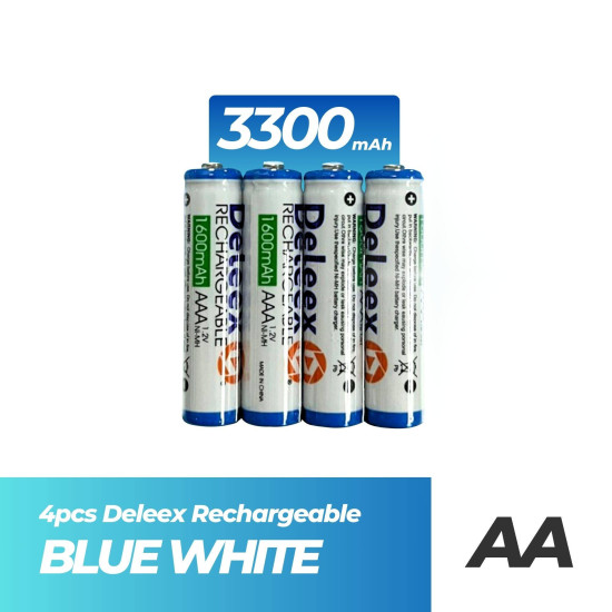 DELEEX 1.2V 3300mah AA Button Top Rechargeable Battery