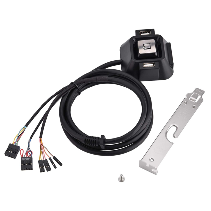 PC Power Button Reset ON Off Dual USB Audio Microphone Ports