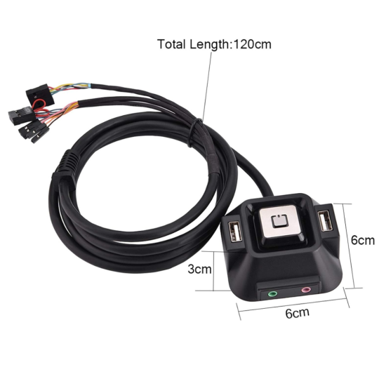 PC Power Button Reset ON Off Dual USB Audio Microphone Ports