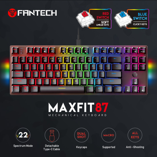 Fantech Gaming Keyboard – MK856(87) Black Blue Sw