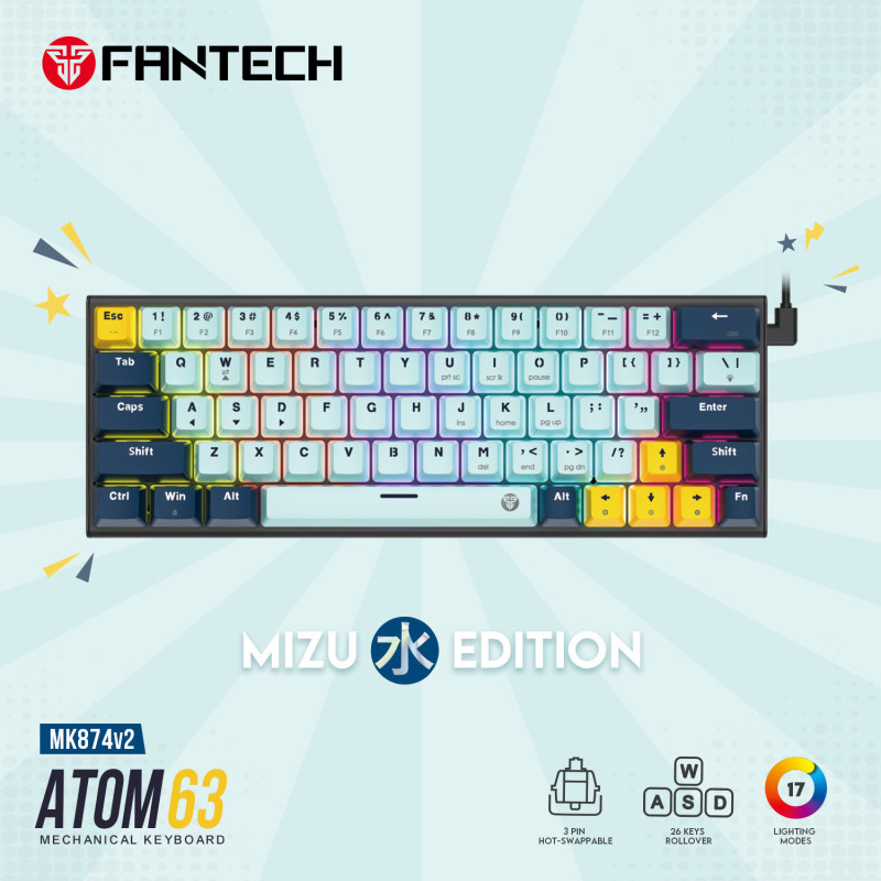 Fantech ATOM63 MK874v2 SKB Red SW