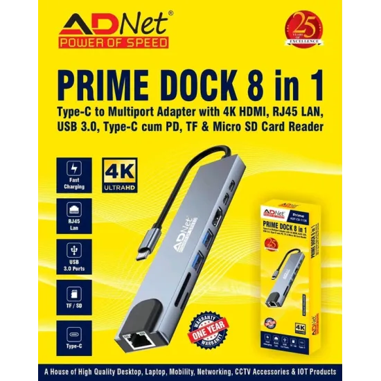 dock 8IN1 TYPE C CONVERTER yellow