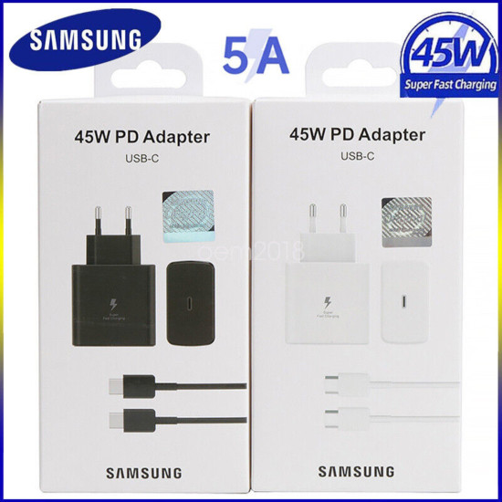 charger samsung 45w with cable White