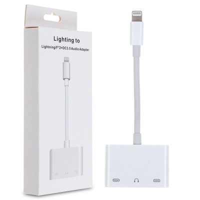 cable converter lightining to charger and aux white box