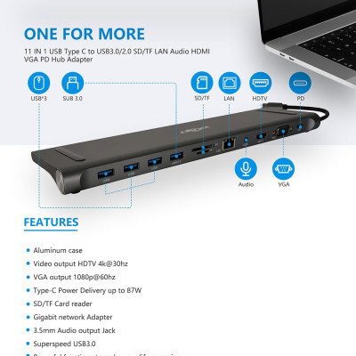 USB C hub to usb3 ADAPTER 11 IN 1 Station Docks