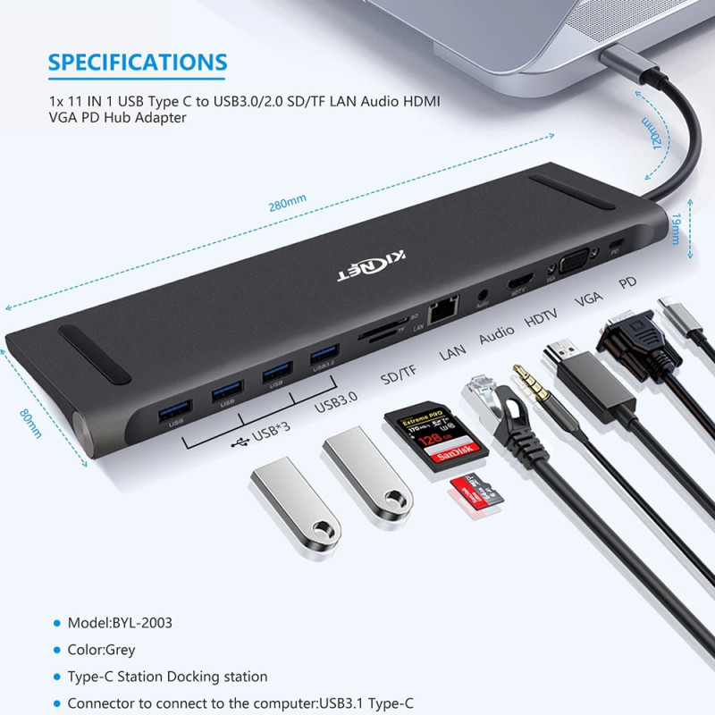 USB C hub to usb3 ADAPTER 11 IN 1 Station Docks