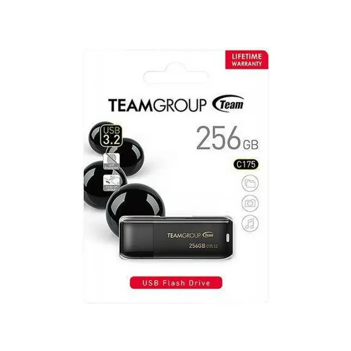 TEAM 256GB C175 USB 3.2 Gen 1 Flash Drive, Speed Up to 100MB/s (TC1753256GB01)
