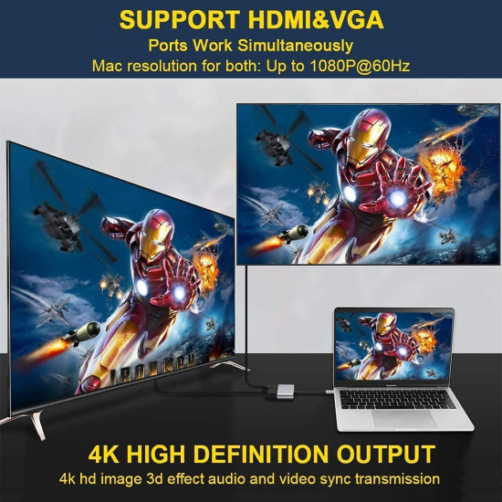Usb C Hub to hdmi vga adapter 4k 5 in 1 station docks
