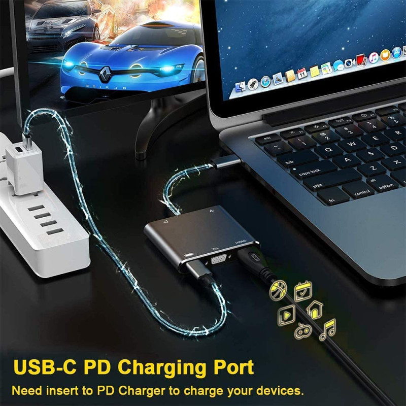 Usb C Hub to hdmi vga adapter 4k 5 in 1 station docks