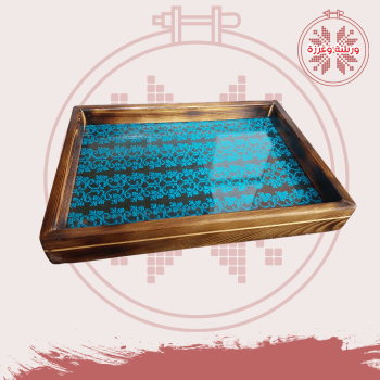 صينية تطريز يدوي ازرق واسود