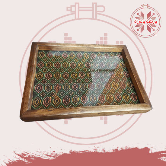 صينية تطريز يدوي هندسي بالالوان