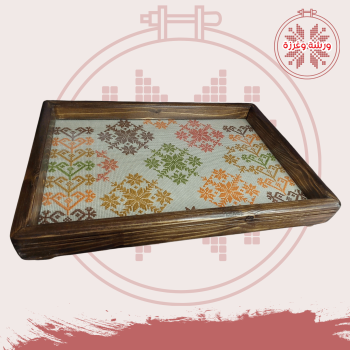 صينية تطريز يدوي بالوان متعددة نقش كبير