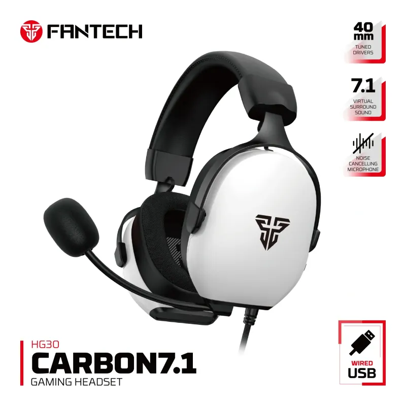 Fantech HG30 Carbon 7.1 Surround Sound Gaming Headset - White