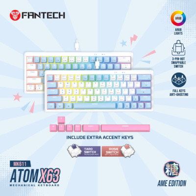 Fantech MK611 Atom X63 AME Edition Mechanical Gaming Keyboard - Rosie Switch