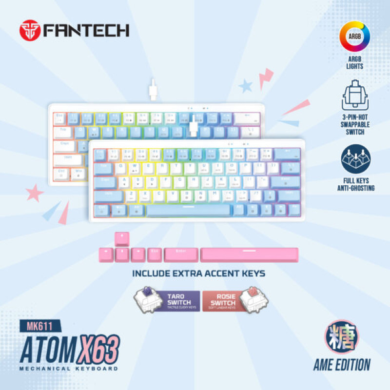 Fantech MK611 Atom X63 AME Edition Mechanical Gaming Keyboard - Rosie Switch