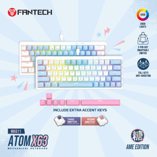 Fantech MK611 Atom X63 AME Edition Mechanical Gaming Keyboard - Taro Switch