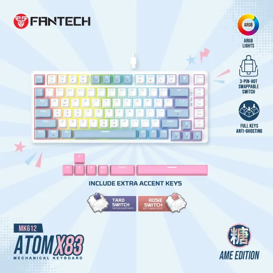 Fantech MK612 Atom X83 AME Edition Mechanical Gaming Keyboard - Rosie Switch