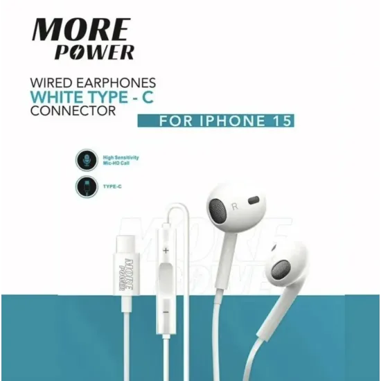 earphone type c for iphone 15 white