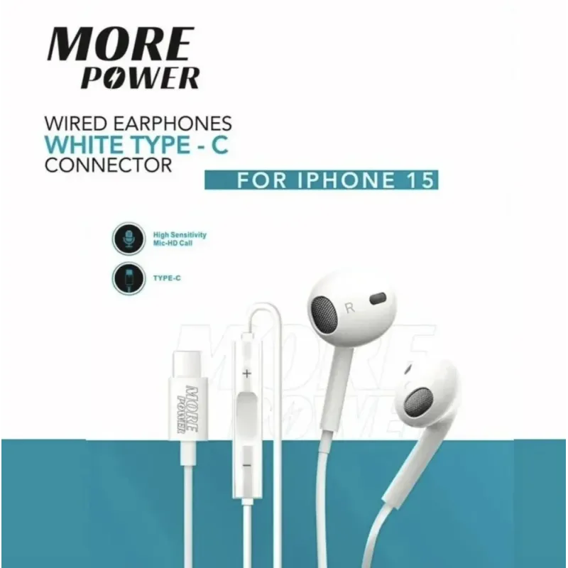 earphone type c for iphone 15 white