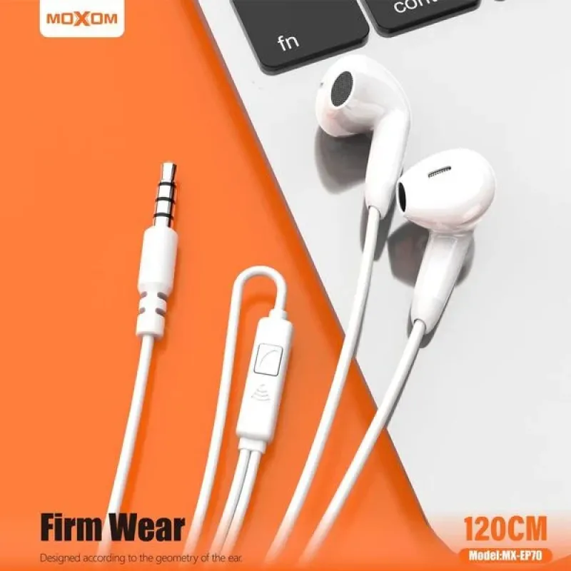moxom stereo sound earphones aux output mx-ep70