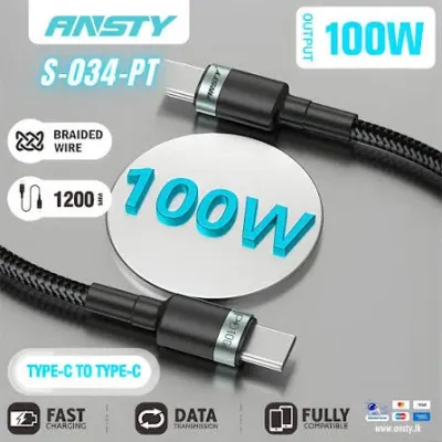 ansty type c both sides cable 100w s-034-pt 120cm